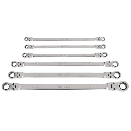 Tekton Long Flex Head 12-Point Ratcheting Box End Wrench Set, 6-Piece (1/4-13/16 in.) WRB96000